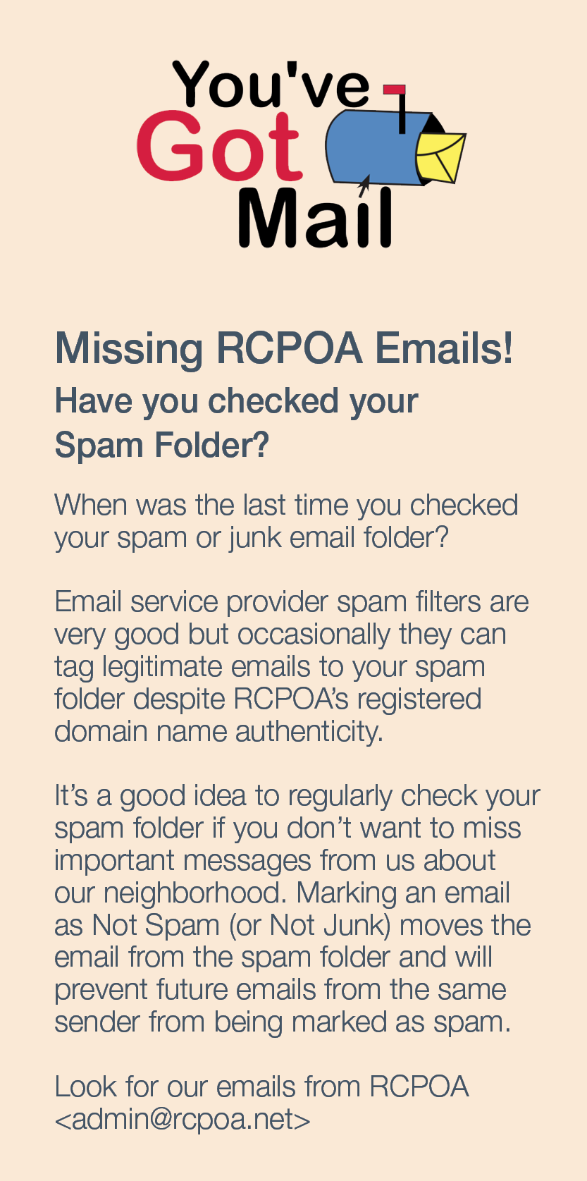 Are you missing RCPOA emails?
